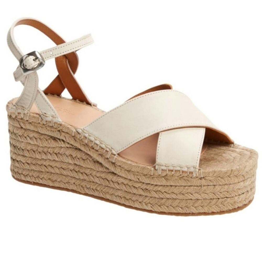 Rag & Bone Antique White Hera Wedge Espadrille Platform Sandals 10